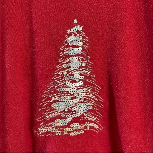 Hasting & Smith Christmas Tree Crewneck Sweater Size XL Embroidered Sequins Knit - Picture 3 of 6